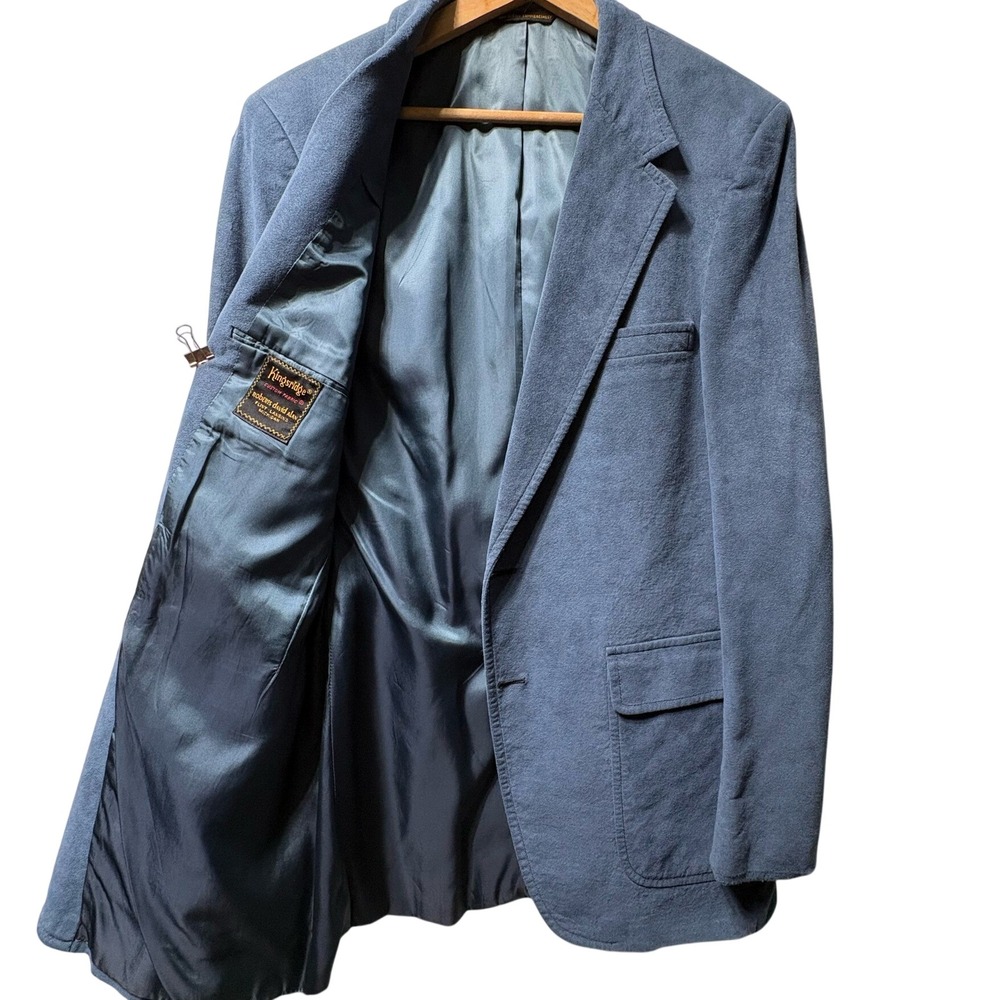 Kingsridge Custom Fabric Blazer Mens Blue Elbow Patches Sport Coat